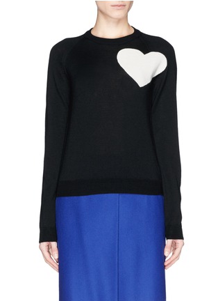 Main View - Click To Enlarge - MSGM - Heart intarsia knit wool sweater