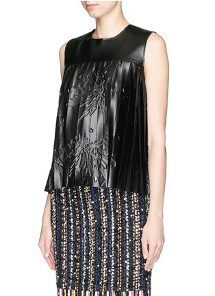 Front View - Click To Enlarge - MSGM - Star embossed pleat faux leather top