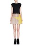 Main View - Click To Enlarge - MSGM - Colourblock crepe faux leather star patchwork dress