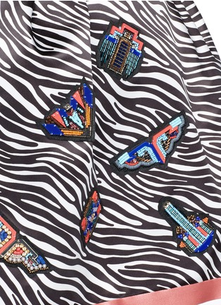 Detail View - Click To Enlarge - MSGM - 'Memphis' bead embroidery zebra print skirt