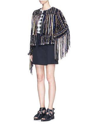 Figure View - Click To Enlarge - MSGM - Bouclé fringe jacket