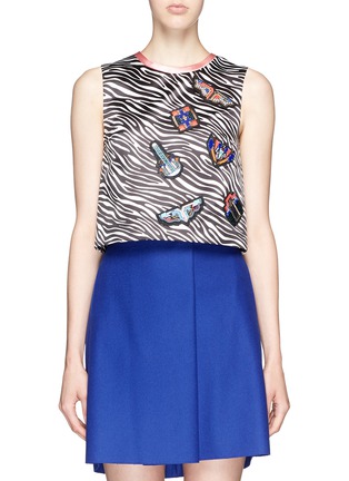 Main View - Click To Enlarge - MSGM - 'Memphis' bead embroidery zebra print top