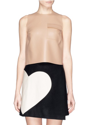 Main View - Click To Enlarge - MSGM - Flap pocket sleeveless faux leather top