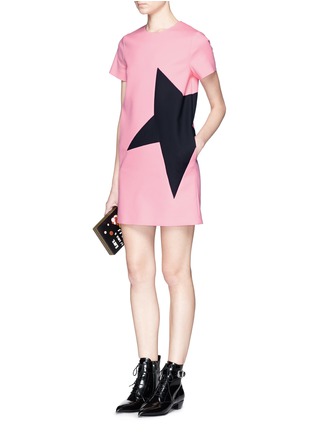 Figure View - Click To Enlarge - MSGM - Contrast star insert bonded neoprene dress