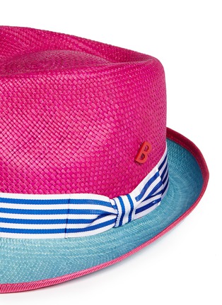 Detail View - Click To Enlarge - MY BOB - 'Trilby' stripe grosgrain straw panama hat