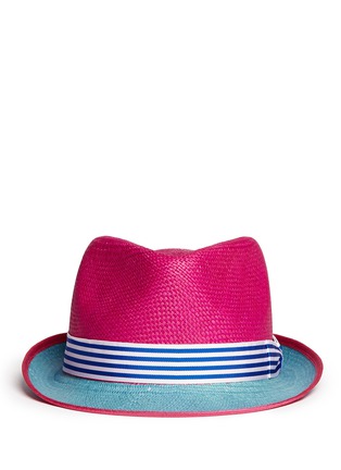 Main View - Click To Enlarge - MY BOB - 'Trilby' stripe grosgrain straw panama hat