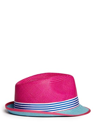 Figure View - Click To Enlarge - MY BOB - 'Trilby' stripe grosgrain straw panama hat