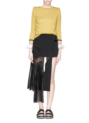 Figure View - Click To Enlarge - TOGA ARCHIVES - Floating flounce cuff silk knit sweater