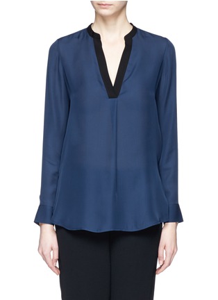 Main View - Click To Enlarge - VINCE - Contrast trim silk blouse