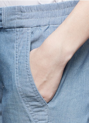 Detail View - Click To Enlarge - VINCE - Belted cotton chambray pants