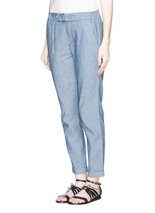 Front View - Click To Enlarge - VINCE - Belted cotton chambray pants