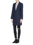 Front View - Click To Enlarge - VINCE - Leather pocket trim cotton trench coat