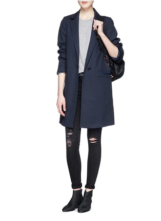 Figure View - Click To Enlarge - VINCE - Leather pocket trim cotton trench coat