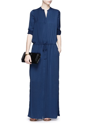 Front View - Click To Enlarge - VINCE - Drawstring waist washed crepe maxi dress