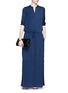 Front View - Click To Enlarge - VINCE - Drawstring waist washed crepe maxi dress