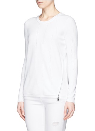 Front View - Click To Enlarge - VINCE - Side zip contrast knit sweater