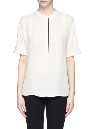 Main View - Click To Enlarge - VINCE - Placket trim silk crepe top