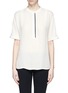 Main View - Click To Enlarge - VINCE - Placket trim silk crepe top