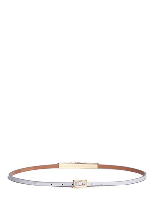 Back View - Click To Enlarge - MAISON BOINET - Chain plate leather skinny belt