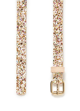Detail View - Click To Enlarge - MAISON BOINET - Glitter leather buckle skinny belt