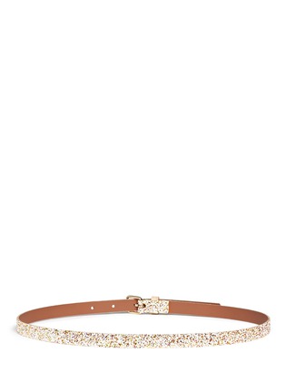 Back View - Click To Enlarge - MAISON BOINET - Glitter leather buckle skinny belt