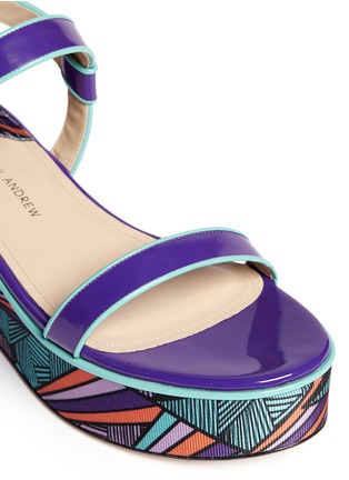 Detail View - Click To Enlarge - PAUL ANDREW - 'Leros' geometric print flatform patent leather sandals