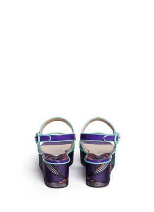 Back View - Click To Enlarge - PAUL ANDREW - 'Leros' geometric print flatform patent leather sandals