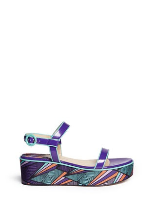 Main View - Click To Enlarge - PAUL ANDREW - 'Leros' geometric print flatform patent leather sandals