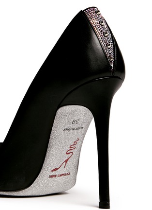 Detail View - Click To Enlarge - RENÉ CAOVILLA - Strass spike leather pumps