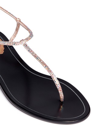 Detail View - Click To Enlarge - RENÉ CAOVILLA - Strass satin T-strap flat sandals