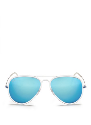Main View - Click To Enlarge - RAY-BAN - 'Light Ray' matte acetate aviator mirror sunglasses