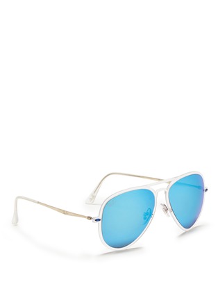 Figure View - Click To Enlarge - RAY-BAN - 'Light Ray' matte acetate aviator mirror sunglasses