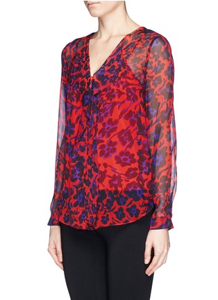 Front View - Click To Enlarge - DIANE VON FURSTENBERG - 'Reese' cheetah print ruffle silk blouse