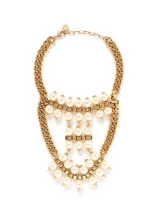 Main View - Click To Enlarge - ELA STONE - 'Celia' box chain faux pearl tier necklace