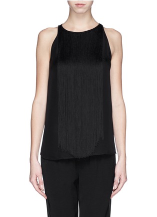 Main View - Click To Enlarge - THEORY - 'Montien' fringe front silk tank top