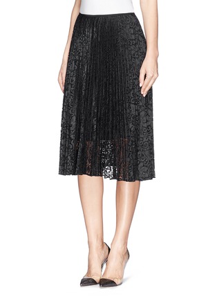 Front View - Click To Enlarge - THEORY - 'Zeyn' plissé pleat guipure lace skirt
