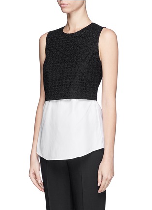 Front View - Click To Enlarge - THEORY - 'Yuranda S' cotton poplin hem eyelet lace top