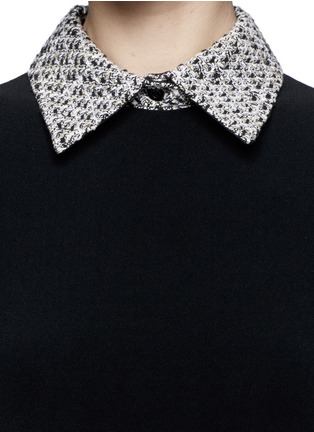 Detail View - Click To Enlarge - ALICE & OLIVIA - Charlotte tweed collar and skirt cotton-blend dress