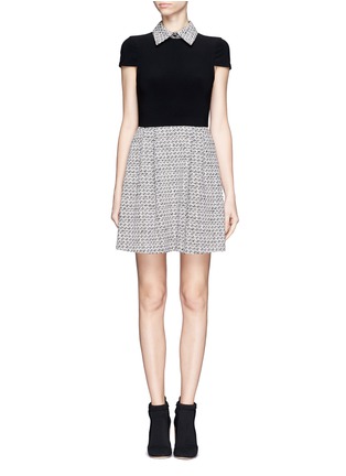 Main View - Click To Enlarge - ALICE & OLIVIA - Charlotte tweed collar and skirt cotton-blend dress
