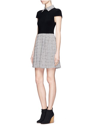 Figure View - Click To Enlarge - ALICE & OLIVIA - Charlotte tweed collar and skirt cotton-blend dress