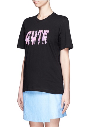 Front View - Click To Enlarge - MARKUS LUPFER - Alex 'Cute' sequin text T-shirt