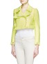 Front View - Click To Enlarge - MSGM - Frayed edge cropped tweed biker jacket