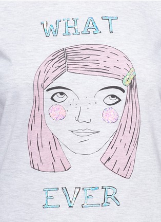 Detail View - Click To Enlarge - MARKUS LUPFER - 'Whatever' sequin and face print T-shirt