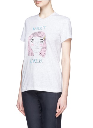 Front View - Click To Enlarge - MARKUS LUPFER - 'Whatever' sequin and face print T-shirt