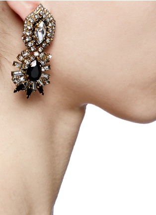 Figure View - Click To Enlarge - AERIN - x Erickson Beamon Crystal and jet black stone pendant earrings