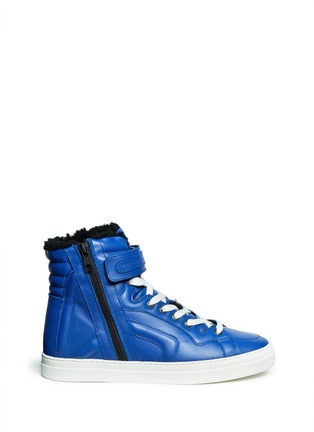 Main View - Click To Enlarge - PIERRE HARDY - Leather shearling high-top sneakers
