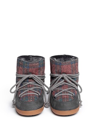 Figure View - Click To Enlarge - INUIKII - 'Scottish Low' tartan felt lambskin shearling boots
