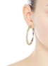 Figure View - Click To Enlarge - KENNETH JAY LANE - Glass crystal rhodium plated hoop earrings