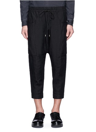 Main View - Click To Enlarge - THE VIRIDI-ANNE - Dropped crotch cropped linen jogging pants