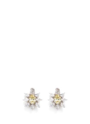 Main View - Click To Enlarge - CZ BY KENNETH JAY LANE - Cubic zirconia floral clip earrings